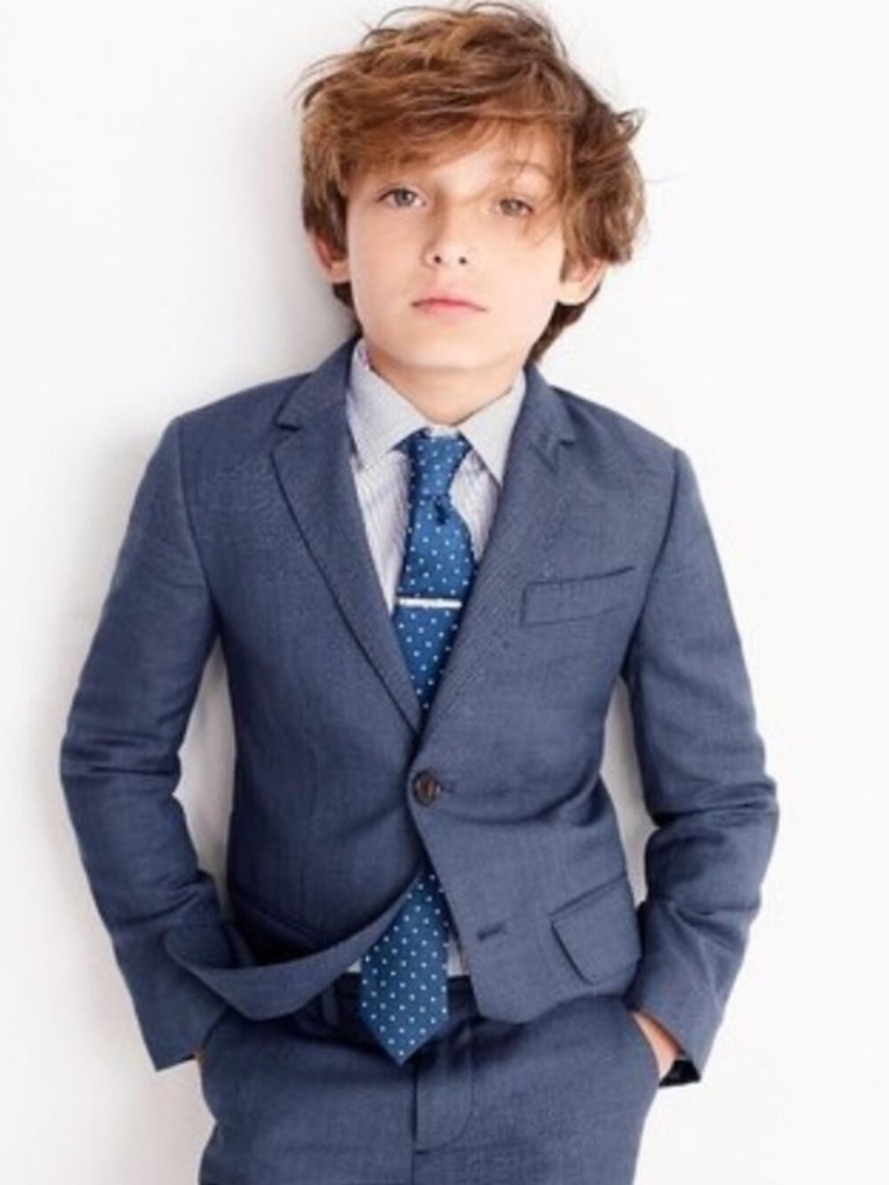 Crewcuts Boys' Blue Ludlow Linen-Blend Blazer - Classic Tailored Jacket 10